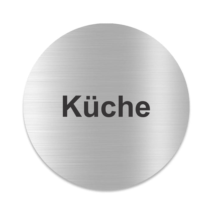 Blacked LaserTEC Leitsysteme - Acryl Schild - Rund 10 cm Durchmesser - Selbstklebend - Silber gebürstet - Metall-Optik - UV beständig - Für Innen und Außen (Achtung)