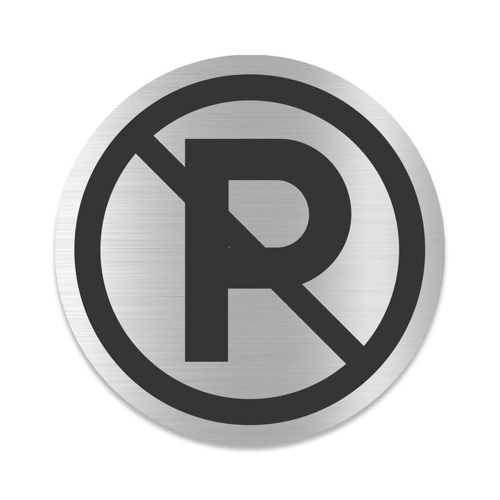 Blacked LaserTEC Leitsysteme - Acryl Schild - Rund 10 cm Durchmesser - Selbstklebend - Silber gebürstet - Metall-Optik - UV beständig - Für Innen und Außen (Achtung)