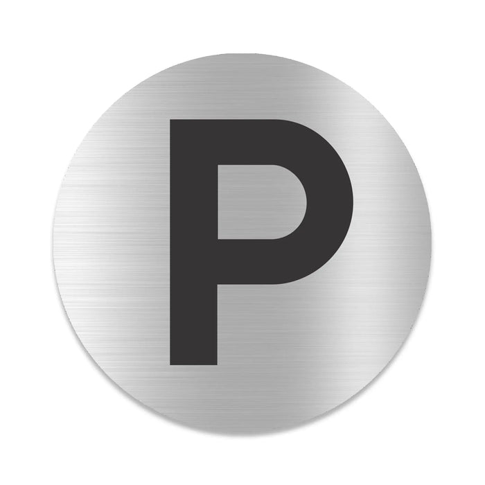 Blacked LaserTEC Leitsysteme - Acryl Schild - Rund 10 cm Durchmesser - Selbstklebend - Silber gebürstet - Metall-Optik - UV beständig - Für Innen und Außen (Achtung)