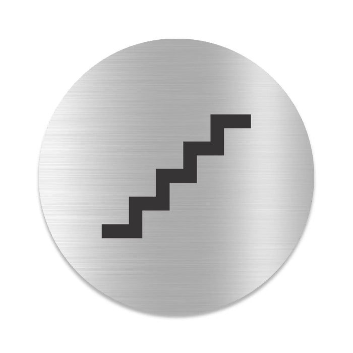 Blacked LaserTEC Leitsysteme - Acryl Schild - Rund 10 cm Durchmesser - Selbstklebend - Silber gebürstet - Metall-Optik - UV beständig - Für Innen und Außen (Achtung)