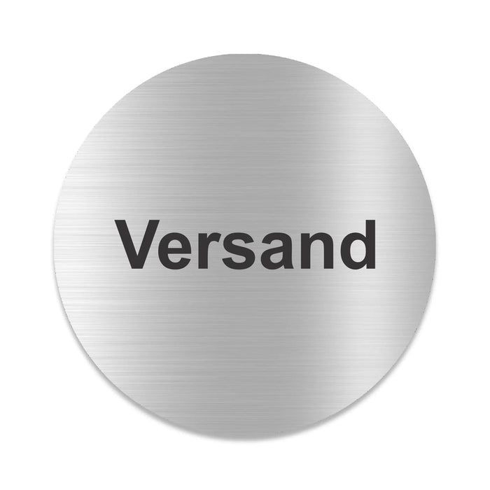 Blacked LaserTEC Leitsysteme - Acryl Schild - Rund 10 cm Durchmesser - Selbstklebend - Silber gebürstet - Metall-Optik - UV beständig - Für Innen und Außen (Achtung)