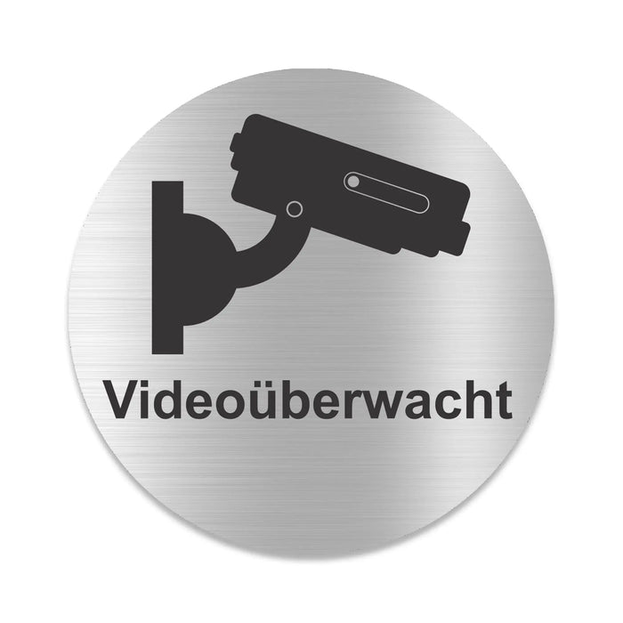 Blacked LaserTEC Leitsysteme - Acryl Schild - Rund 10 cm Durchmesser - Selbstklebend - Silber gebürstet - Metall-Optik - UV beständig - Für Innen und Außen (Achtung)