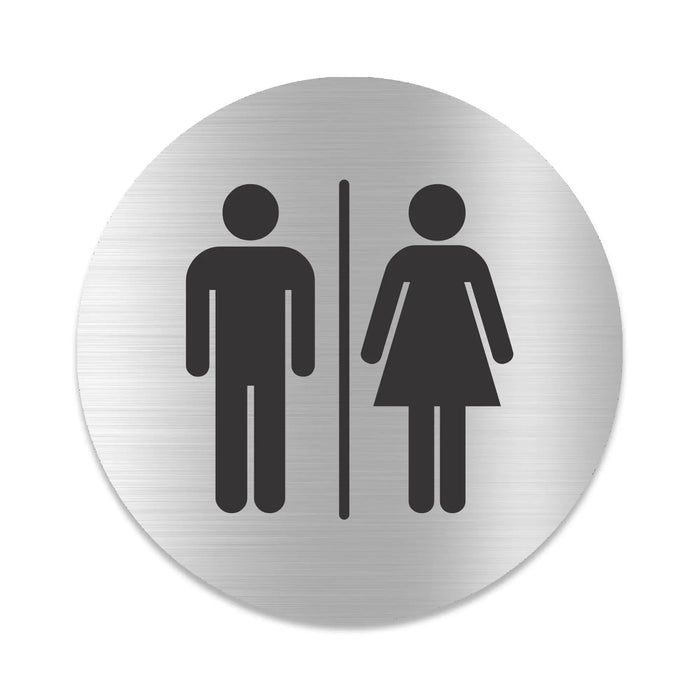 Blacked LaserTEC Leitsysteme - Acryl Schild - Rund 10 cm Durchmesser - Selbstklebend - Silber gebürstet - Metall-Optik - UV beständig - Für Innen und Außen (Achtung)