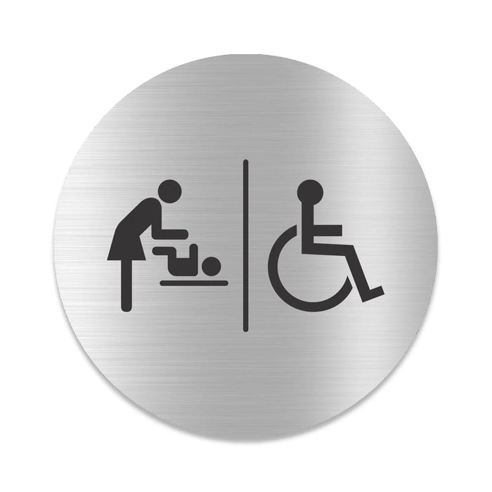 Blacked LaserTEC Leitsysteme - Acryl Schild - Rund 10 cm Durchmesser - Selbstklebend - Silber gebürstet - Metall-Optik - UV beständig - Für Innen und Außen (Achtung)
