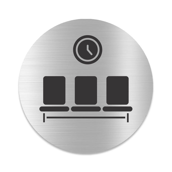 Blacked LaserTEC Leitsysteme - Acryl Schild - Rund 10 cm Durchmesser - Selbstklebend - Silber gebürstet - Metall-Optik - UV beständig - Für Innen und Außen (Achtung)