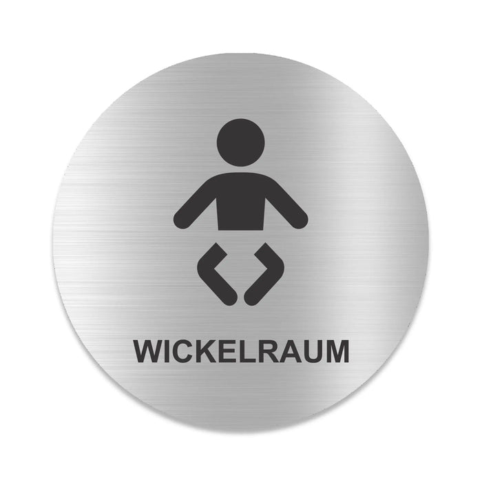 Blacked LaserTEC Leitsysteme - Acryl Schild - Rund 10 cm Durchmesser - Selbstklebend - Silber gebürstet - Metall-Optik - UV beständig - Für Innen und Außen (Achtung)