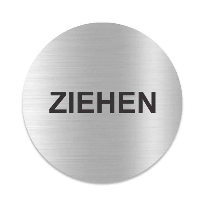 Blacked LaserTEC Leitsysteme - Acryl Schild - Rund 10 cm Durchmesser - Selbstklebend - Silber gebürstet - Metall-Optik - UV beständig - Für Innen und Außen (Achtung)
