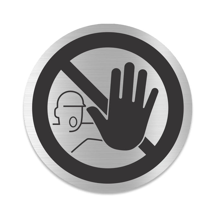 Blacked LaserTEC Leitsysteme - Acryl Schild - Rund 10 cm Durchmesser - Selbstklebend - Silber gebürstet - Metall-Optik - UV beständig - Für Innen und Außen (Achtung)