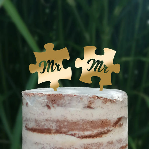 Cake Topper Puzzle, Mr & Mrs, Mr & Mr, Mrs & Mrs, Hochzeit, Verlobung, Acryl/Holz, Tortenstecker, Tortenfigur, Tortendeko, Hochzeitstorte, Herr und Frau, Tortenständer (Beere, Mr & Mr)