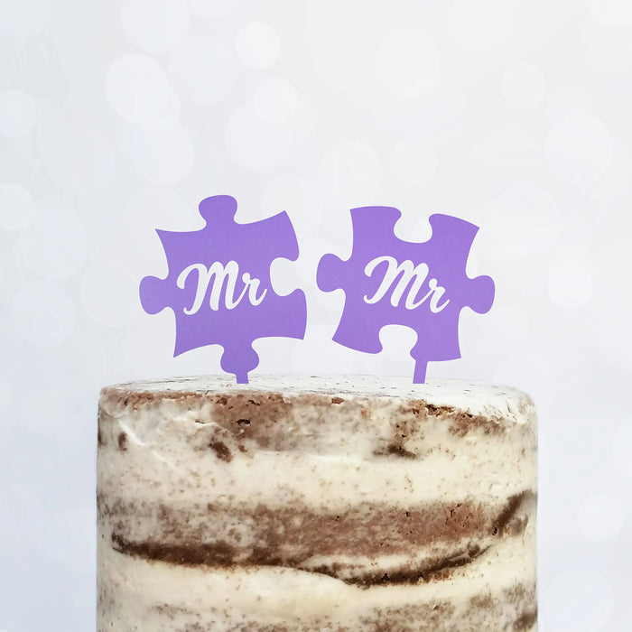 Cake Topper Puzzle, Mr & Mrs, Mr & Mr, Mrs & Mrs, Hochzeit, Verlobung, Acryl/Holz, Tortenstecker, Tortenfigur, Tortendeko, Hochzeitstorte, Herr und Frau, Tortenständer (Beere, Mr & Mr)