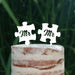 Cake Topper Puzzle, Mr & Mrs, Mr & Mr, Mrs & Mrs, Hochzeit, Verlobung, Acryl/Holz, Tortenstecker, Tortenfigur, Tortendeko, Hochzeitstorte, Herr und Frau, Tortenständer (Beere, Mr & Mr)