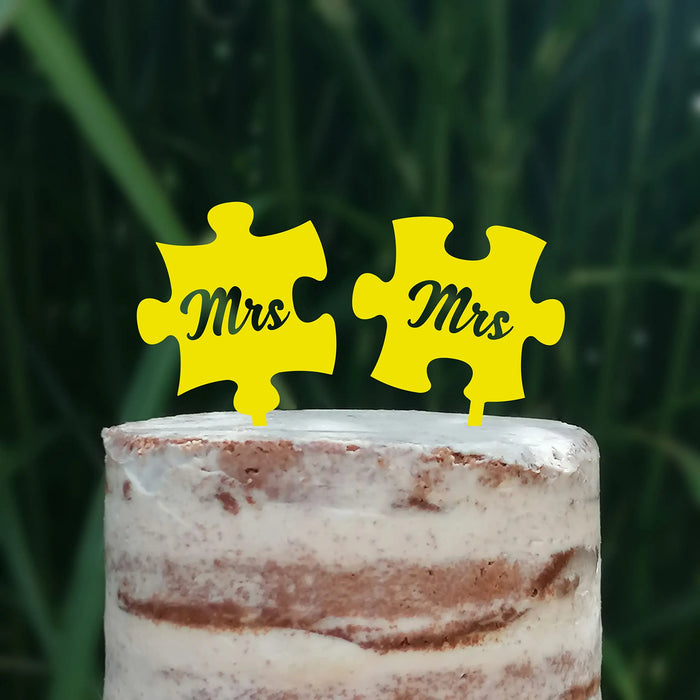 Cake Topper Puzzle, Mr & Mrs, Mr & Mr, Mrs & Mrs, Hochzeit, Verlobung, Acryl/Holz, Tortenstecker, Tortenfigur, Tortendeko, Hochzeitstorte, Herr und Frau, Tortenständer (Beere, Mr & Mr)