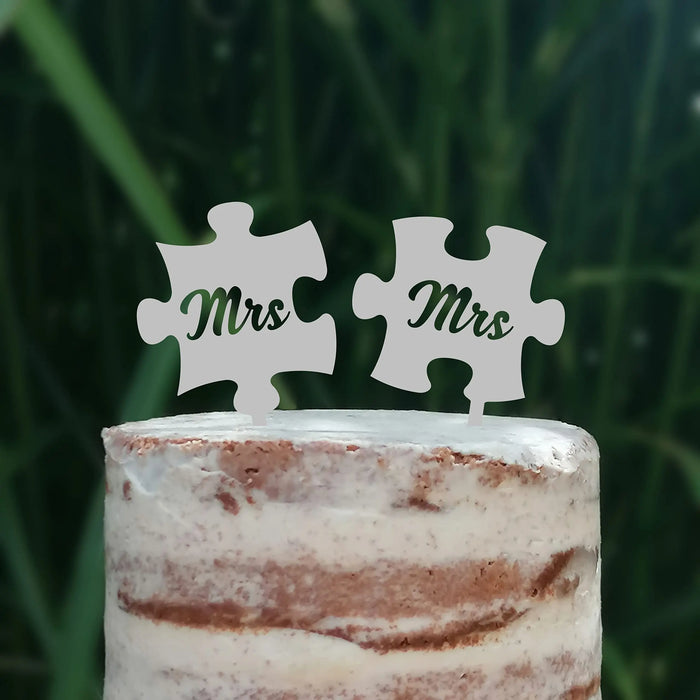 Cake Topper Puzzle, Mr & Mrs, Mr & Mr, Mrs & Mrs, Hochzeit, Verlobung, Acryl/Holz, Tortenstecker, Tortenfigur, Tortendeko, Hochzeitstorte, Herr und Frau, Tortenständer (Beere, Mr & Mr)