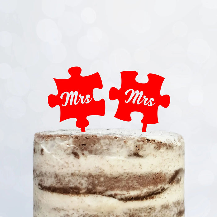 Cake Topper Puzzle, Mr & Mrs, Mr & Mr, Mrs & Mrs, Hochzeit, Verlobung, Acryl/Holz, Tortenstecker, Tortenfigur, Tortendeko, Hochzeitstorte, Herr und Frau, Tortenständer (Beere, Mr & Mr)