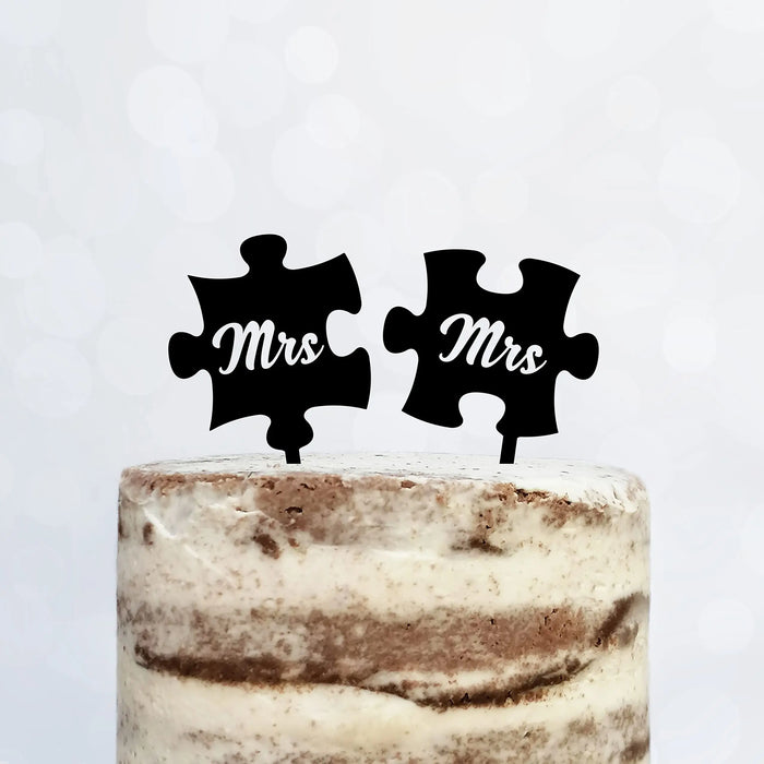 Cake Topper Puzzle, Mr & Mrs, Mr & Mr, Mrs & Mrs, Hochzeit, Verlobung, Acryl/Holz, Tortenstecker, Tortenfigur, Tortendeko, Hochzeitstorte, Herr und Frau, Tortenständer (Beere, Mr & Mr)