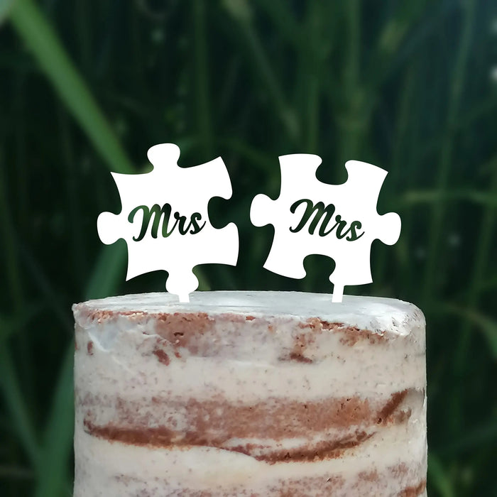 Cake Topper Puzzle, Mr & Mrs, Mr & Mr, Mrs & Mrs, Hochzeit, Verlobung, Acryl/Holz, Tortenstecker, Tortenfigur, Tortendeko, Hochzeitstorte, Herr und Frau, Tortenständer (Beere, Mr & Mr)