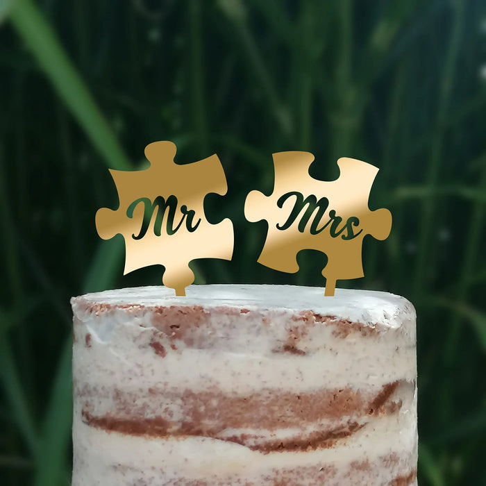 Cake Topper Puzzle, Mr & Mrs, Mr & Mr, Mrs & Mrs, Hochzeit, Verlobung, Acryl/Holz, Tortenstecker, Tortenfigur, Tortendeko, Hochzeitstorte, Herr und Frau, Tortenständer (Beere, Mr & Mr)