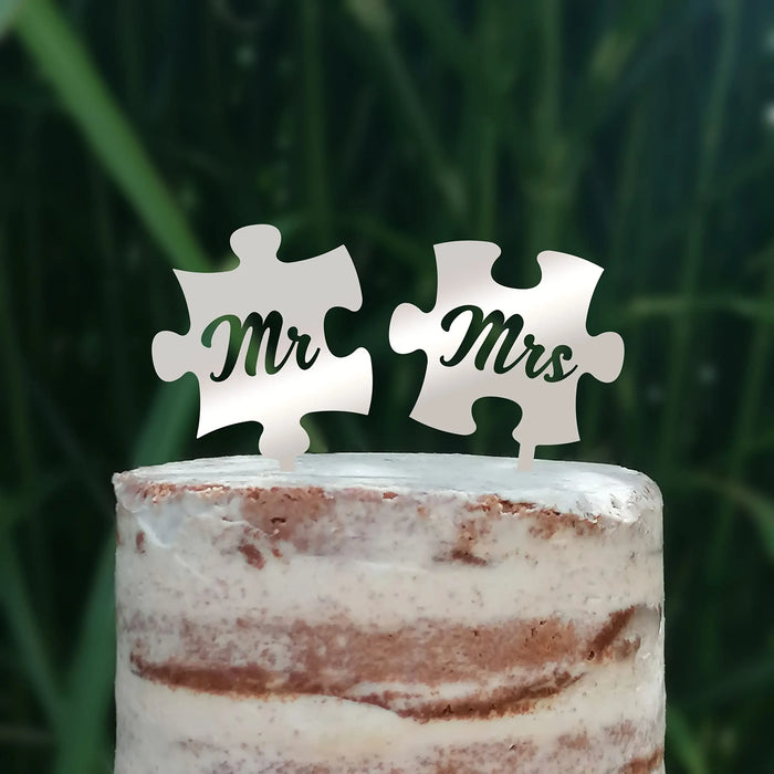 Cake Topper Puzzle, Mr & Mrs, Mr & Mr, Mrs & Mrs, Hochzeit, Verlobung, Acryl/Holz, Tortenstecker, Tortenfigur, Tortendeko, Hochzeitstorte, Herr und Frau, Tortenständer (Beere, Mr & Mr)