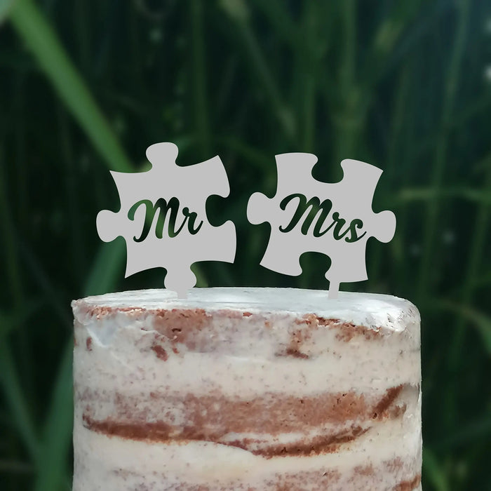 Cake Topper Puzzle, Mr & Mrs, Mr & Mr, Mrs & Mrs, Hochzeit, Verlobung, Acryl/Holz, Tortenstecker, Tortenfigur, Tortendeko, Hochzeitstorte, Herr und Frau, Tortenständer (Beere, Mr & Mr)