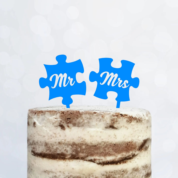 Cake Topper Puzzle, Mr & Mrs, Mr & Mr, Mrs & Mrs, Hochzeit, Verlobung, Acryl/Holz, Tortenstecker, Tortenfigur, Tortendeko, Hochzeitstorte, Herr und Frau, Tortenständer (Beere, Mr & Mr)
