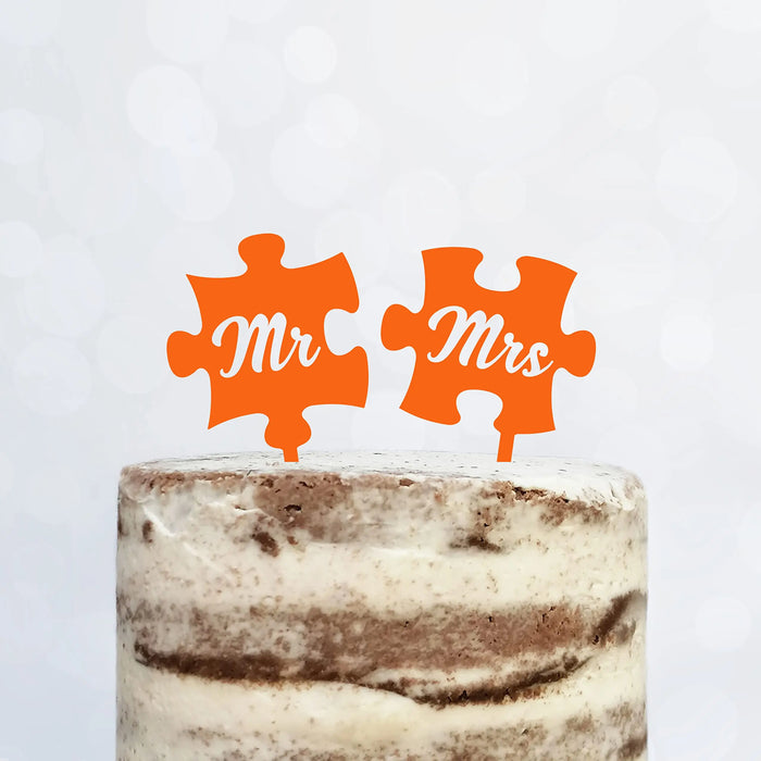 Cake Topper Puzzle, Mr & Mrs, Mr & Mr, Mrs & Mrs, Hochzeit, Verlobung, Acryl/Holz, Tortenstecker, Tortenfigur, Tortendeko, Hochzeitstorte, Herr und Frau, Tortenständer (Beere, Mr & Mr)