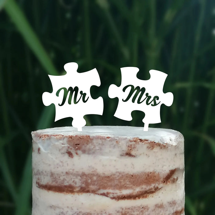 Cake Topper Puzzle, Mr & Mrs, Mr & Mr, Mrs & Mrs, Hochzeit, Verlobung, Acryl/Holz, Tortenstecker, Tortenfigur, Tortendeko, Hochzeitstorte, Herr und Frau, Tortenständer (Beere, Mr & Mr)