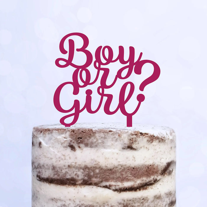 Cake Topper (Boy or Girl?) Babyparty Baby Shower Torte Deko (Beere)