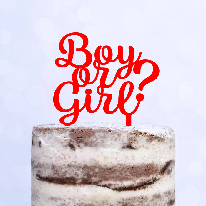 Cake Topper (Boy or Girl?) Babyparty Baby Shower Torte Deko (Beere)