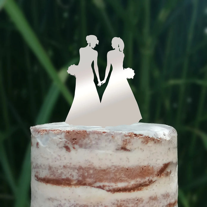 Cake Topper (Frauenpaar), Mrs & Mrs, Hochzeit, Verlobung, Trauung, Acryl/Holz, Tortenstecker, Tortenfigur, Tortendeko, Hochzeitstorte, Frau und Frau, Gay, Lesbisch, Cake Board (Beere)