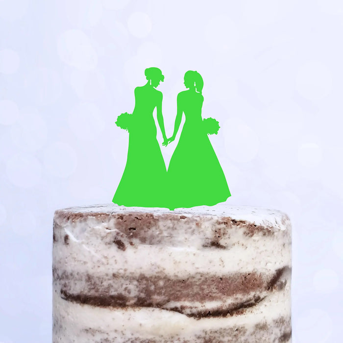 Cake Topper (Frauenpaar), Mrs & Mrs, Hochzeit, Verlobung, Trauung, Acryl/Holz, Tortenstecker, Tortenfigur, Tortendeko, Hochzeitstorte, Frau und Frau, Gay, Lesbisch, Cake Board (Beere)