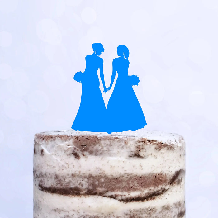 Cake Topper (Frauenpaar), Mrs & Mrs, Hochzeit, Verlobung, Trauung, Acryl/Holz, Tortenstecker, Tortenfigur, Tortendeko, Hochzeitstorte, Frau und Frau, Gay, Lesbisch, Cake Board (Beere)