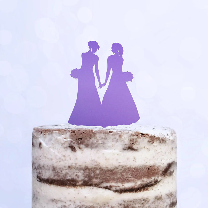 Cake Topper (Frauenpaar), Mrs & Mrs, Hochzeit, Verlobung, Trauung, Acryl/Holz, Tortenstecker, Tortenfigur, Tortendeko, Hochzeitstorte, Frau und Frau, Gay, Lesbisch, Cake Board (Beere)