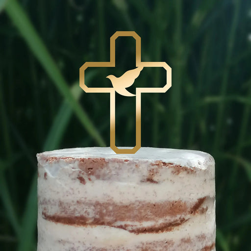 Cake Topper (Friedenstaube) Kreuz Taufe Konfirmation Kommunion Torte Kuchen Deko (Beere)
