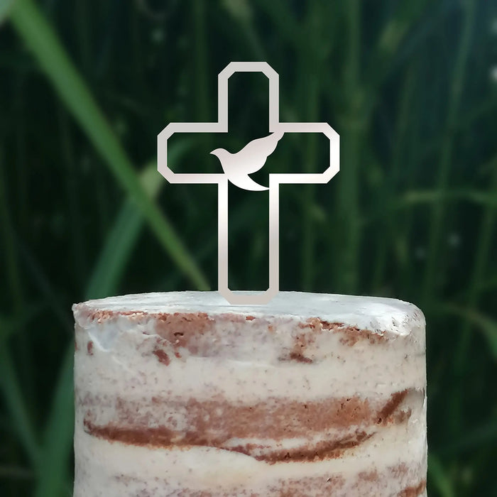 Cake Topper (Friedenstaube) Kreuz Taufe Konfirmation Kommunion Torte Kuchen Deko (Beere)