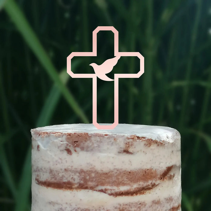 Cake Topper (Friedenstaube) Kreuz Taufe Konfirmation Kommunion Torte Kuchen Deko (Beere)