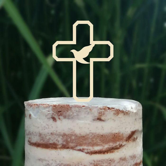 Cake Topper (Friedenstaube) Kreuz Taufe Konfirmation Kommunion Torte Kuchen Deko (Beere)