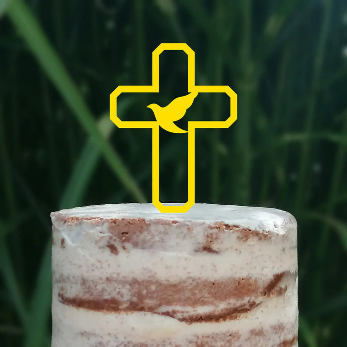 Cake Topper (Friedenstaube) Kreuz Taufe Konfirmation Kommunion Torte Kuchen Deko (Beere)