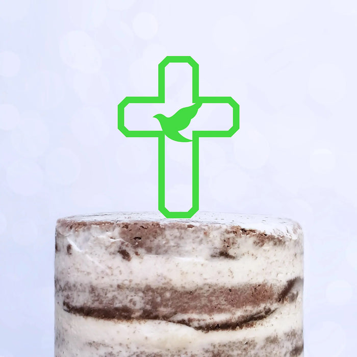 Cake Topper (Friedenstaube) Kreuz Taufe Konfirmation Kommunion Torte Kuchen Deko (Beere)