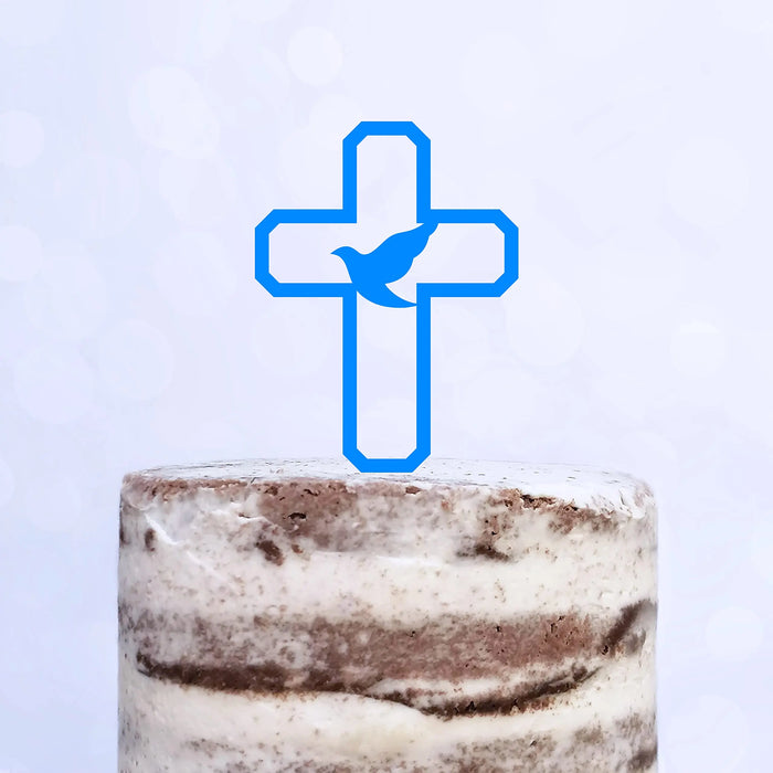 Cake Topper (Friedenstaube) Kreuz Taufe Konfirmation Kommunion Torte Kuchen Deko (Beere)