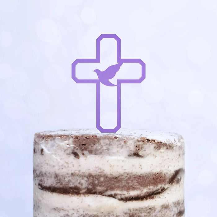 Cake Topper (Friedenstaube) Kreuz Taufe Konfirmation Kommunion Torte Kuchen Deko (Beere)