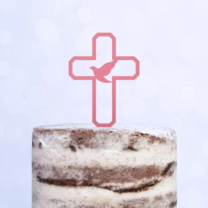 Cake Topper (Friedenstaube) Kreuz Taufe Konfirmation Kommunion Torte Kuchen Deko (Beere)