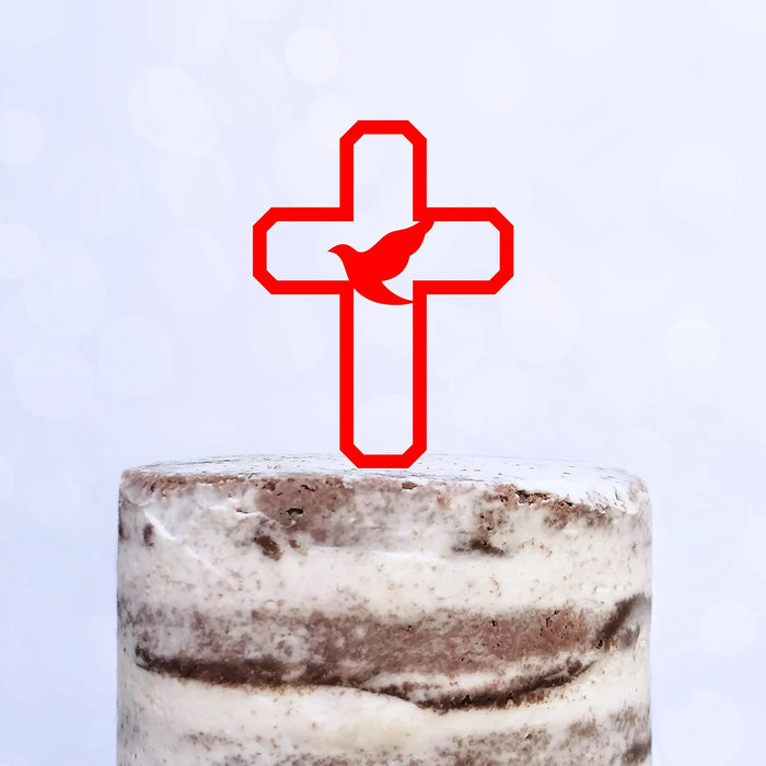 Cake Topper (Friedenstaube) Kreuz Taufe Konfirmation Kommunion Torte Kuchen Deko (Beere)