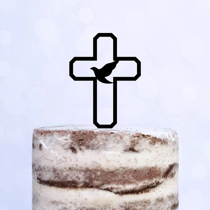Cake Topper (Friedenstaube) Kreuz Taufe Konfirmation Kommunion Torte Kuchen Deko (Beere)