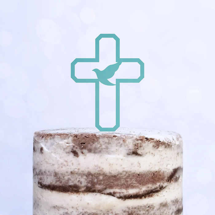 Cake Topper (Friedenstaube) Kreuz Taufe Konfirmation Kommunion Torte Kuchen Deko (Beere)