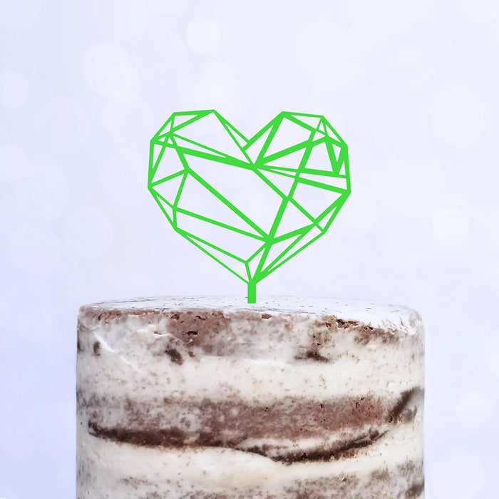 Cake Topper (Geometrisches Herz), Liebe, Love, Valentinstag, Hochzeit, Verlobung, Trauung, Acryl/Holz, Tortenstecker, Tortenfigur, Tortendeko, Hochzeitstorte, Tortenständer (Beere)