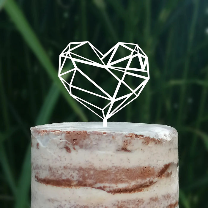 Cake Topper (Geometrisches Herz), Liebe, Love, Valentinstag, Hochzeit, Verlobung, Trauung, Acryl/Holz, Tortenstecker, Tortenfigur, Tortendeko, Hochzeitstorte, Tortenständer (Beere)