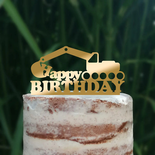 Cake Topper (Happy Birthday) Geburtstag Bagger Deko (Beere)