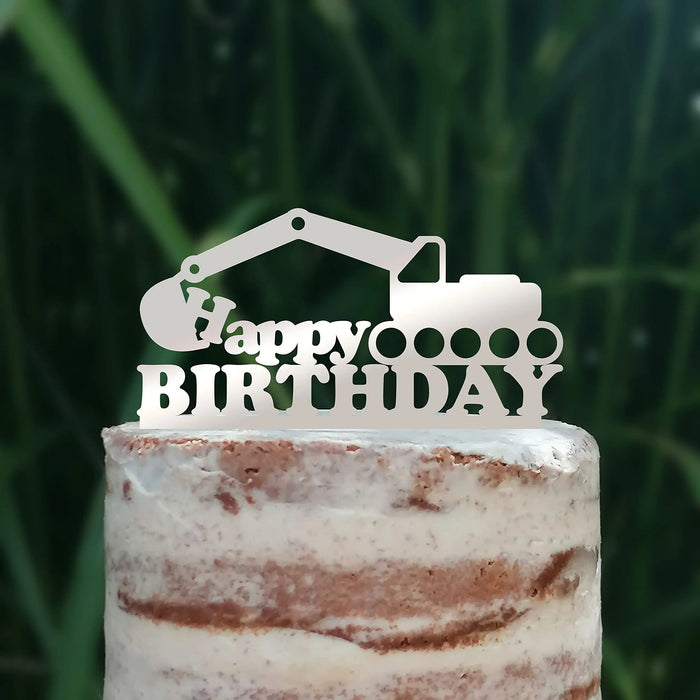 Cake Topper (Happy Birthday) Geburtstag Bagger Deko (Beere)
