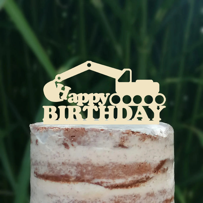 Cake Topper (Happy Birthday) Geburtstag Bagger Deko (Beere)