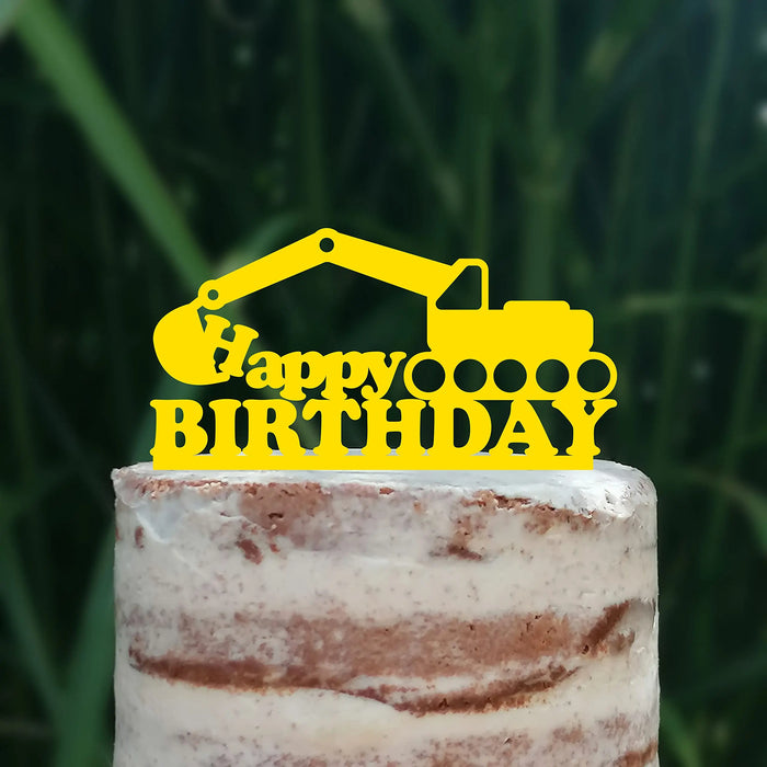 Cake Topper (Happy Birthday) Geburtstag Bagger Deko (Beere)